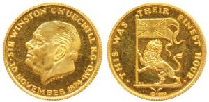 Winston Churchill Gold Medallion, 3.48g, Undated (1965), obv. bust of Churchill, rev. the 