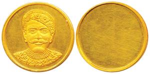 Mewar, Maharana Bhupal Singhji of Udaipur, Gold Tola, 11.51g, bust of the ruler, Uniface. 