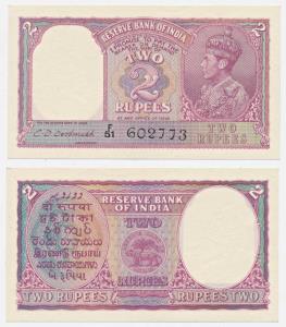 George VI, Rupees 2, 1944, signed C. D. Deshmukh, (J&R 2.2). Uncirculated, Rare in this gr