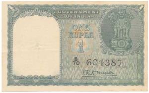 Rupee 1, 1949, signed K.R.K. Menon, (J&R 1.1.1). Extremely Fine.