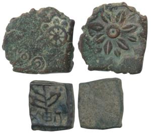 Eran, Copper Unit (2), obv. a flower symbol, rev. a multi spoked wheel and Ujjain symbol; 