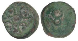 Ujjain Region, Die Struck, Copper Unit, 2.68g, obv. a geometrical design made of four cres