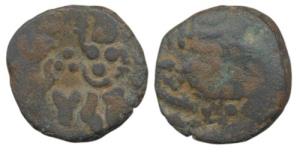 Mathura, Ramadata (2nd century BC), Copper Unit, 7.27g, obv. Lakshmi standing with legend 