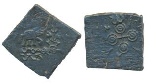 Satavahanas, Satakarni (c. 1st century BC), Pavani region, Copper rectangular Karshapana, 