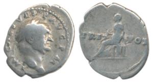 Roman, Vespasian (c. 69-79 AD), Silver Denarius, Rome, obv. IMP CAES VESP AVG P M. Laureat