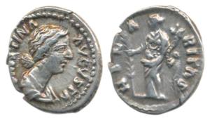Roman, Faustina II (Augusta, c. 147-176 AD), Silver Denarius, Rome, obv. FAVSTINA AVGVSTA 