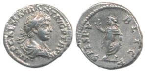 Roman, Caracalla, Silver Denarius, Rome, obv. laureate head to right, rev. SPV SPE, uncert