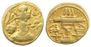 Sassanian, Shahpur II (309-379 AD), Gold Dinar, 6.25g, obv. crowned bust of the ruler to r
