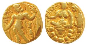Guptas, Chandragupta II, Gold Dinar, 8.1g, ‘Archer’ type, obv. king nimbate, standing left