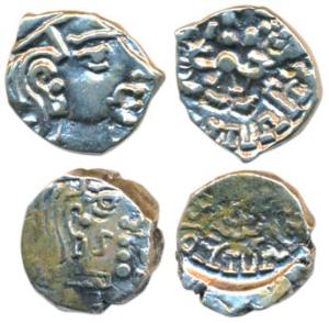 Guptas, Kumaragupta, Silver Drachma (2), 2.15g and 1.9g, obv. bust of ruler to right, rev.