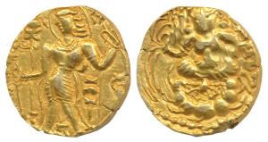 Guptas, Narsimhagupta (518-530 AD), Gold Heavy Dinar, 9.46g, Archer type, obv. king nimbat