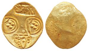 Paramaras of Vidarbha, Jagadeva (c. 12th century AD), Gold Pagoda, 3.7g, obv. punches of t