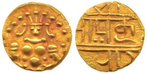 Nayakas of Chitradurga, Gold Durgi Pagoda, 3.3g, Krishna as Bal Gopala on obv., Nagari leg