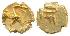 Thanjavur Nayakas / Nayakas of Tanjore, Gold Fanam, 0.38g, Sarabhi Fanam, obv. lion to rig