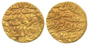 Firuz Shah Tughluq, Gold Tanka, 11.04g, with the name of the caliph Abu’l Fath al-mu’tasid