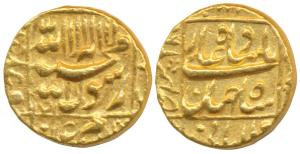 Shah Jahan, Gold Mohur, 11.1g, Bhilsa Mint, AH 1051, legend within square area (KM 260.5).