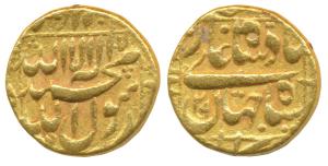 Shah Jahan, Gold Mohur, 10.96g, Kabul Mint, RY 29, legend within square area on both sides