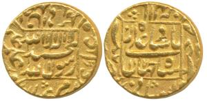 Shah Jahan, Gold Mohur, 10.88g, Patna Mint, RY 17, legend within square area, complete min