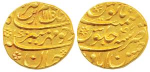 Aurangzeb (AH 1068-1118, 1658-1707 AD), Gold Mohur, 11g, Ahsanabad Mint, AH 1115/47, compl