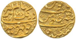 Aurangzeb, Gold Mohur, 11.03g, Golkonda Mint, AH 1086/30, near complete mint name at botto