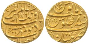 Aurangzeb, Gold Mohur, 11.g, Multan Mint, AH 1076/8, without mint epithet, complete mint n