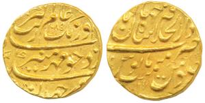 Aurangzeb, Gold Mohur, 10.95g, Dar ul-Khilafat Shahjahanabad Mint, AH 1085/17 (KM 315.42).