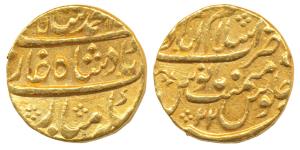 Muhammad Shah, Gold Mohur, 10.95g, Islamabad Mint, RY 22, complete mint name at top on rev