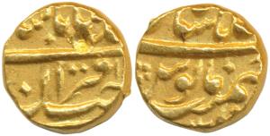 Muhammad Shah, Gold ½ Mohur, 5.45g, Dar-ul-Khilafat Shahjahanabad Mint, sahib-i-qiran type