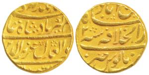 Alamgir II, Gold Mohur, 10.9g, Dar-ul-Khilafat Shahjahanabad Mint, legend Muhammad Azizudd