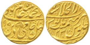 Shah Alam II, Gold Mohur, 10.78g, Dar-ul-Khilafat Shahjahanabad Mint, AH (11)95/23, a Roya