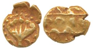 Ghorpade Chiefs of Guty, Gold Fanam, 0.35g, beautiful five headed cobra, rev. Kille Venkat