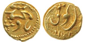 Guty Mint, Gold Pagoda, 2.73g, in the name of Muhammad Shah, complete name of the ruler an