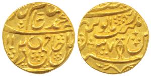 Najibabad Mint, Gold Mohur, 10.66g, in the name of Shah Alam II, AH (12)11/37, vertical fi