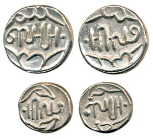 Lakshman Singh (1862-1905 AD), Silver Rupee and ½, script reads as Shahr Bansahpur and Sam