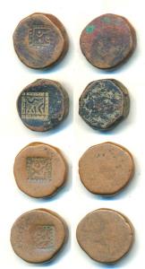 Anonymous Copper Takka (4), Nagaur / Nagor Mint, Amirshahi Series, Persian legend, Barkat 