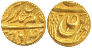 Amar Singh (1765-1781 AD), Gold Mohur, 10.73g, in the name of Ahmed Shah Durrani, letter S