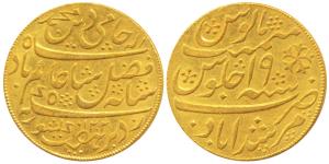 Murshidabad Mint, Gold Mohur, 11.96g, in the name of Shah Alam II, AH 1202/19, 1793-1818 A