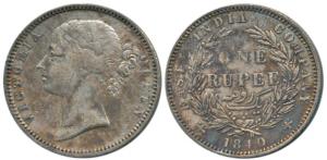 Victoria Queen, Silver Rupee, 1840, Madras Mint, divided legend, obv. WWB raised, dot afte