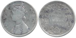 Victoria Queen, Silver Rupee, 1862, A / II / 1 / 10 with top dot above N of ONE. Fine+, Ve