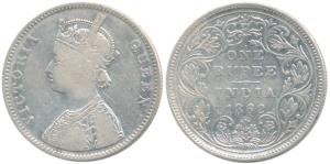 Victoria Queen, Silver Rupee, 1862, A / II / 1 / 11 with top dot above N of ONE. Fine+, Ve