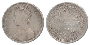 Victoria Queen, Silver Rupee, 1862, Bombay Mint, B / II / 0 / 10 dots, Unlisted in Pridmor