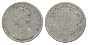 Victoria Queen, Silver Rupee, 1862, B / III. Very Fine, Rare.