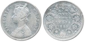 Victoria Empress, Silver Rupee, 1885, Bombay Mint, A3 / IV / ’B’ incuse, Unlisted in Pridm