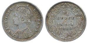 Victoria Empress, Silver ¼ Rupee, 1888, Bombay Mint, C / II / ’B’ raised (Prid 421). Very 