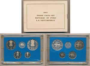 1985 Proof Set, Golden Jubilee of the Reserve Bank of India, set of 4, 50 paise to Rupees 