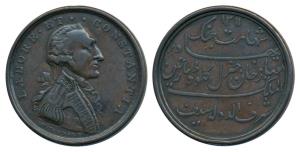 Major General Claude Martin, Copper Medal, 13.66g, obv. bust of Claude Martin to right, LA