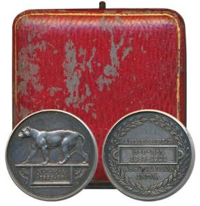 Army Rifle Association India, 24.16g, Lioness with N.I.R.A. 1863-86 in a decorative tablet