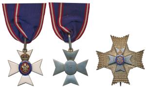 The Royal Victorian Order, (K.C.V.O.), Knight Commander’s set of insignia, Neck Badge, sil