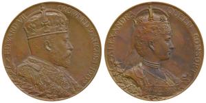 Edward VII Coronation Medal, Copper, 81.53g, bust of the Emperor to right on obv., bust of