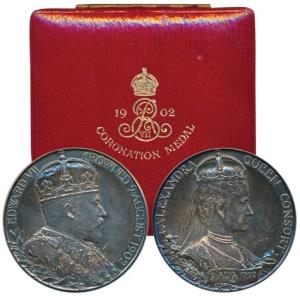 Edward VII Coronation Medal, Silver, 85.53g, bust of the Emperor to right on obv., bust of